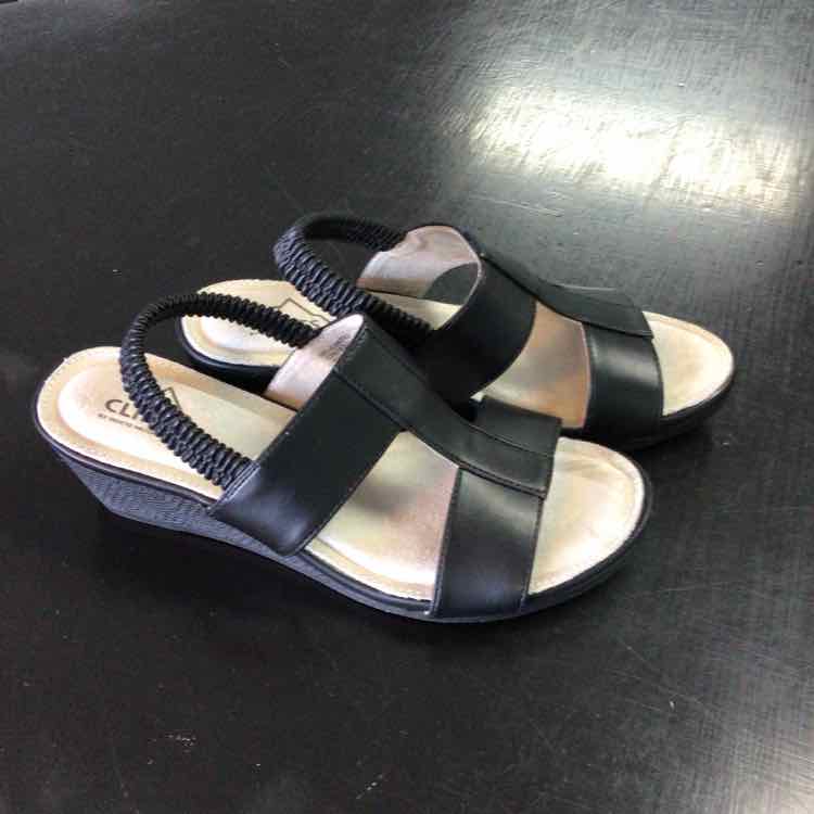 Cliffs Shoe Size 7.5 Black Candea Slingback Wedge Sandals