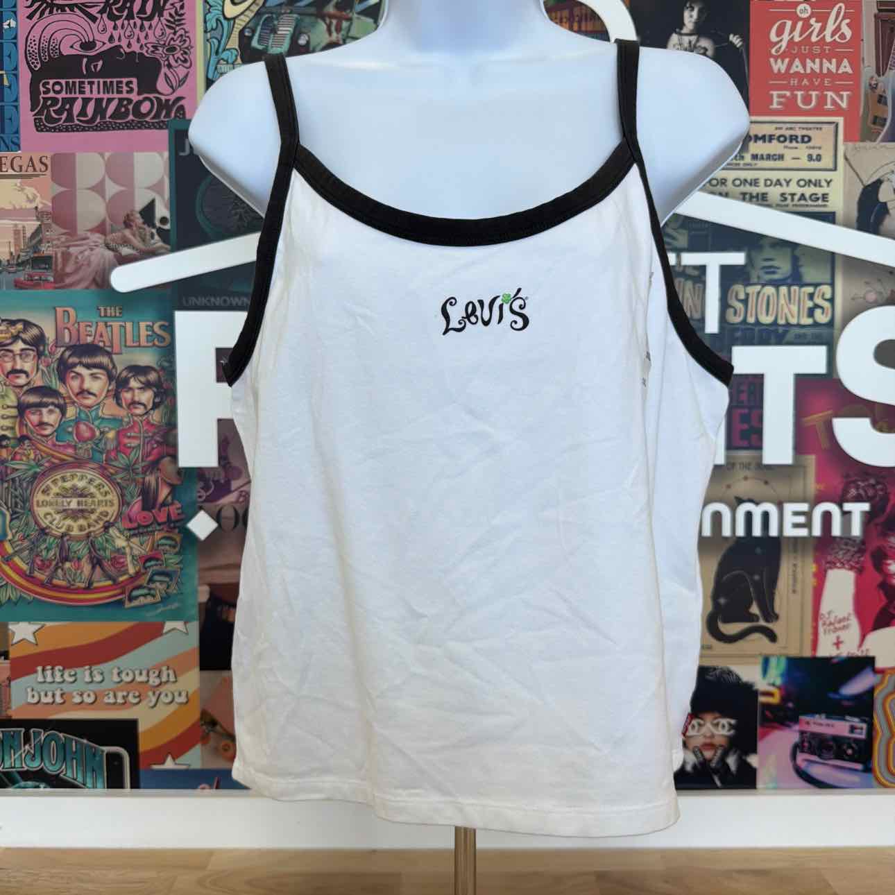 Levi's Size XXL Molly Tank Top - Festival Logo Bright White/pirate Black
