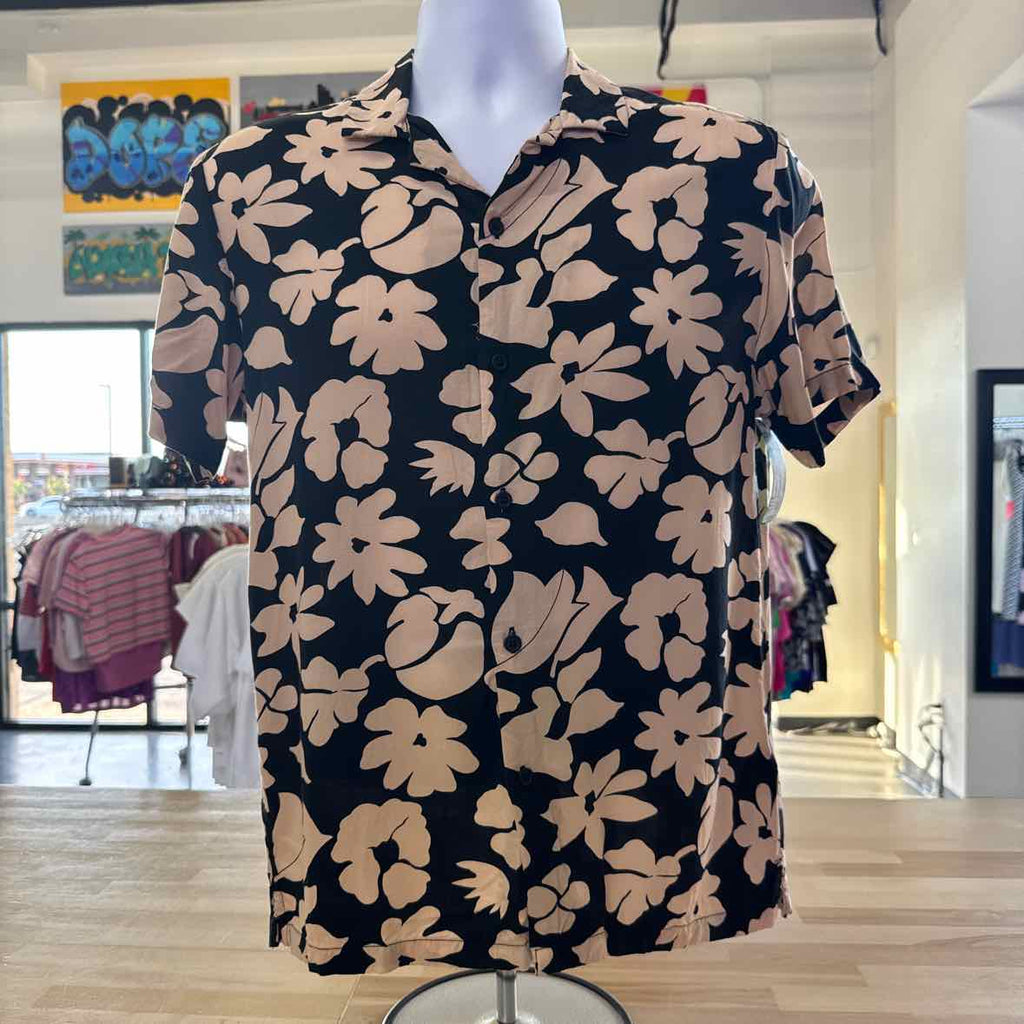 Denim & Flower Size S Black Beige Preloved MENS Button Down Shirt