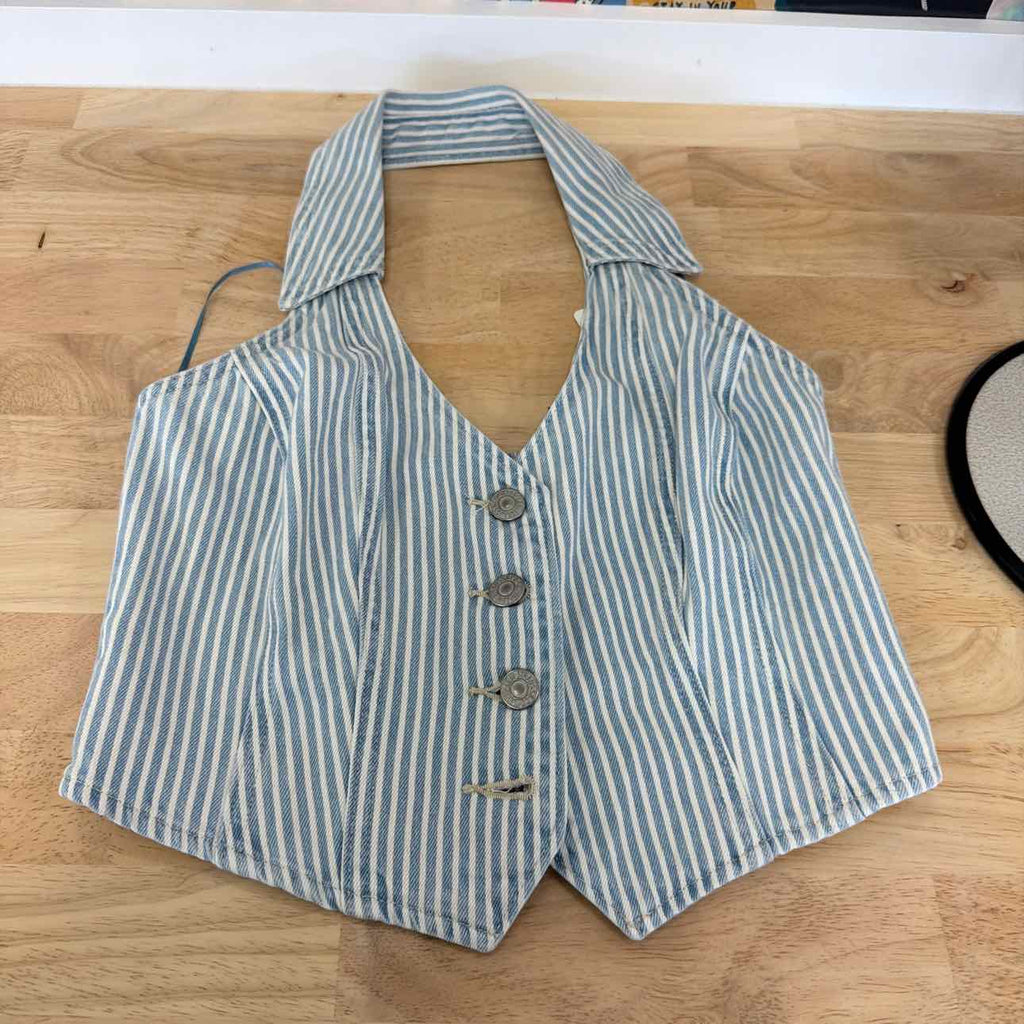 Levi's Size S Bria Cotton Denim Corset Cropped Top
