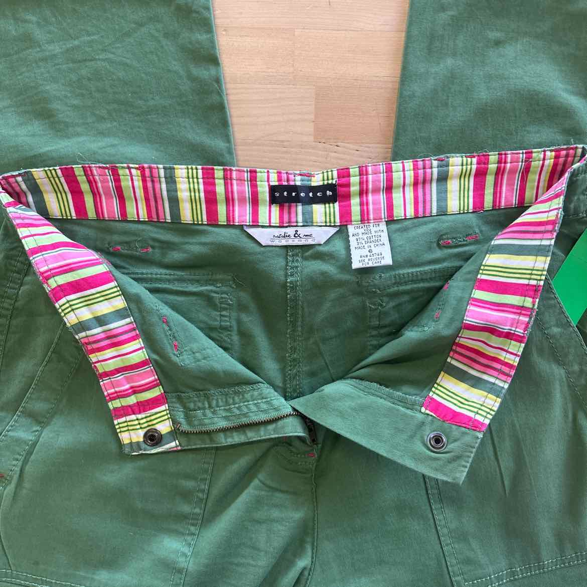 Natalie & Me Size 6 Green Cotton Spandex Preloved Pants