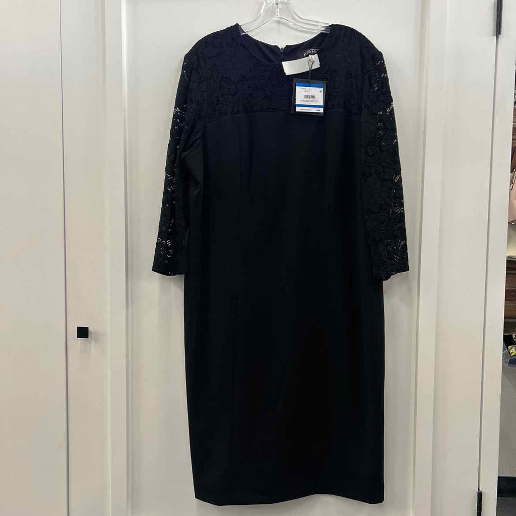 Kasper Size XL Yoke Sheath Dress - Black