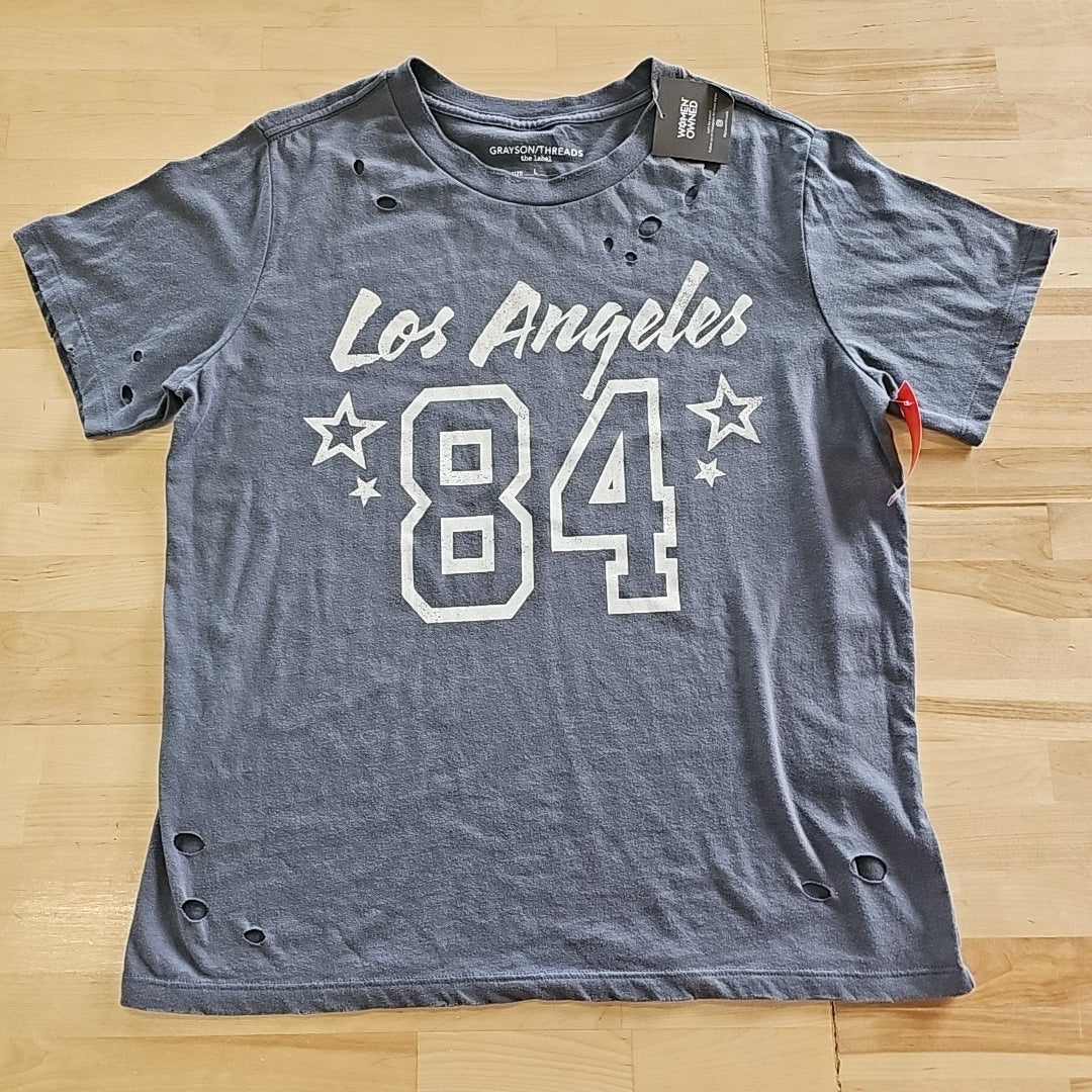 GRAYSON/THREADS Womens Los Angeles Distressed Graphic T-Shirt