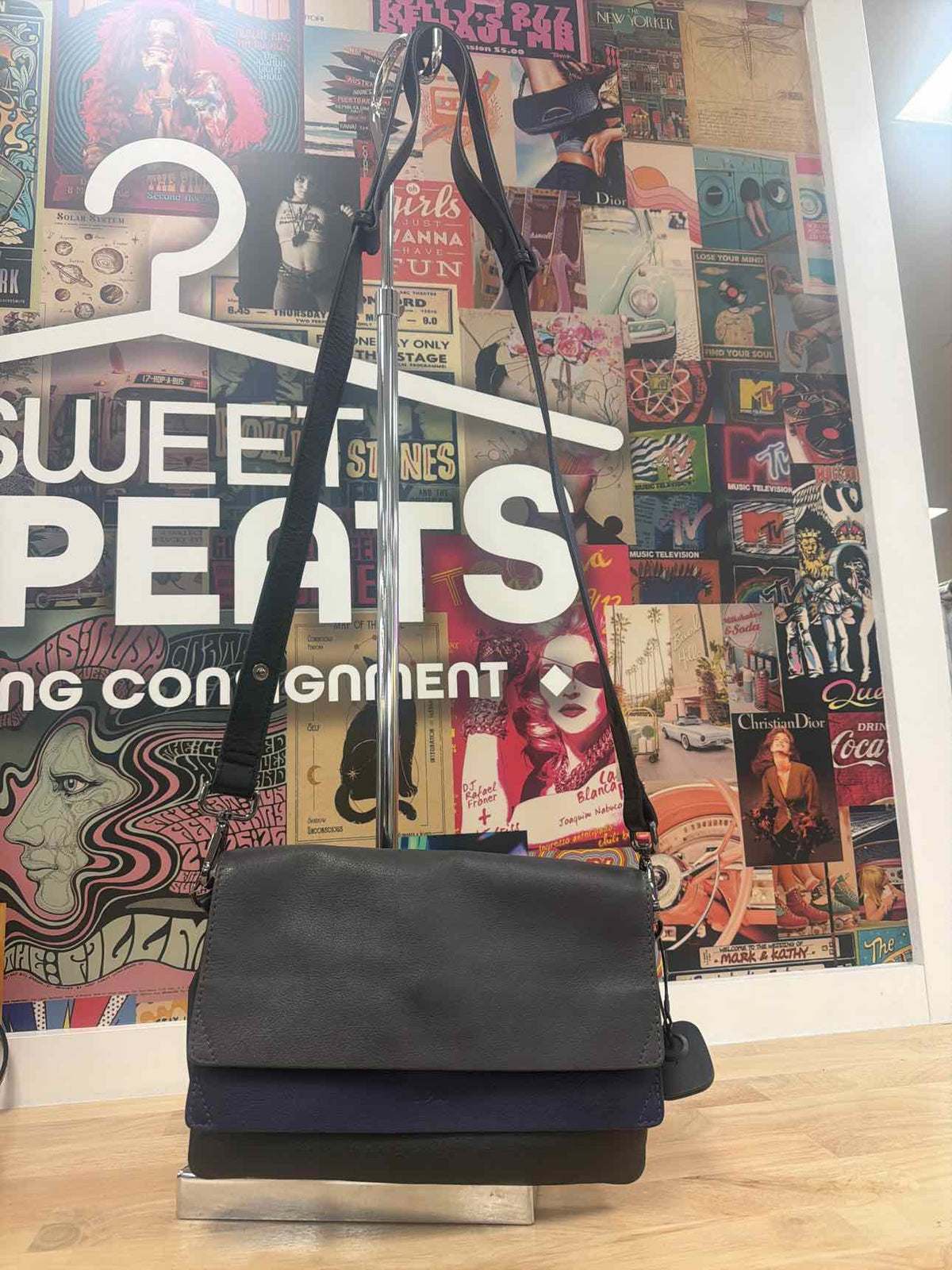 kooba Black & Blue Leather Purse