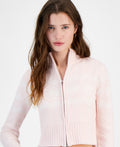 Planet Heart Juniors Fair Isle Zip-Front Sweater - Icy Pink M
