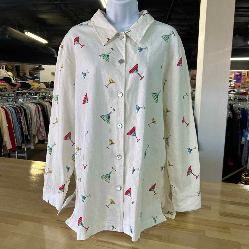 Sunberry Size L White Preloved Button Down LS