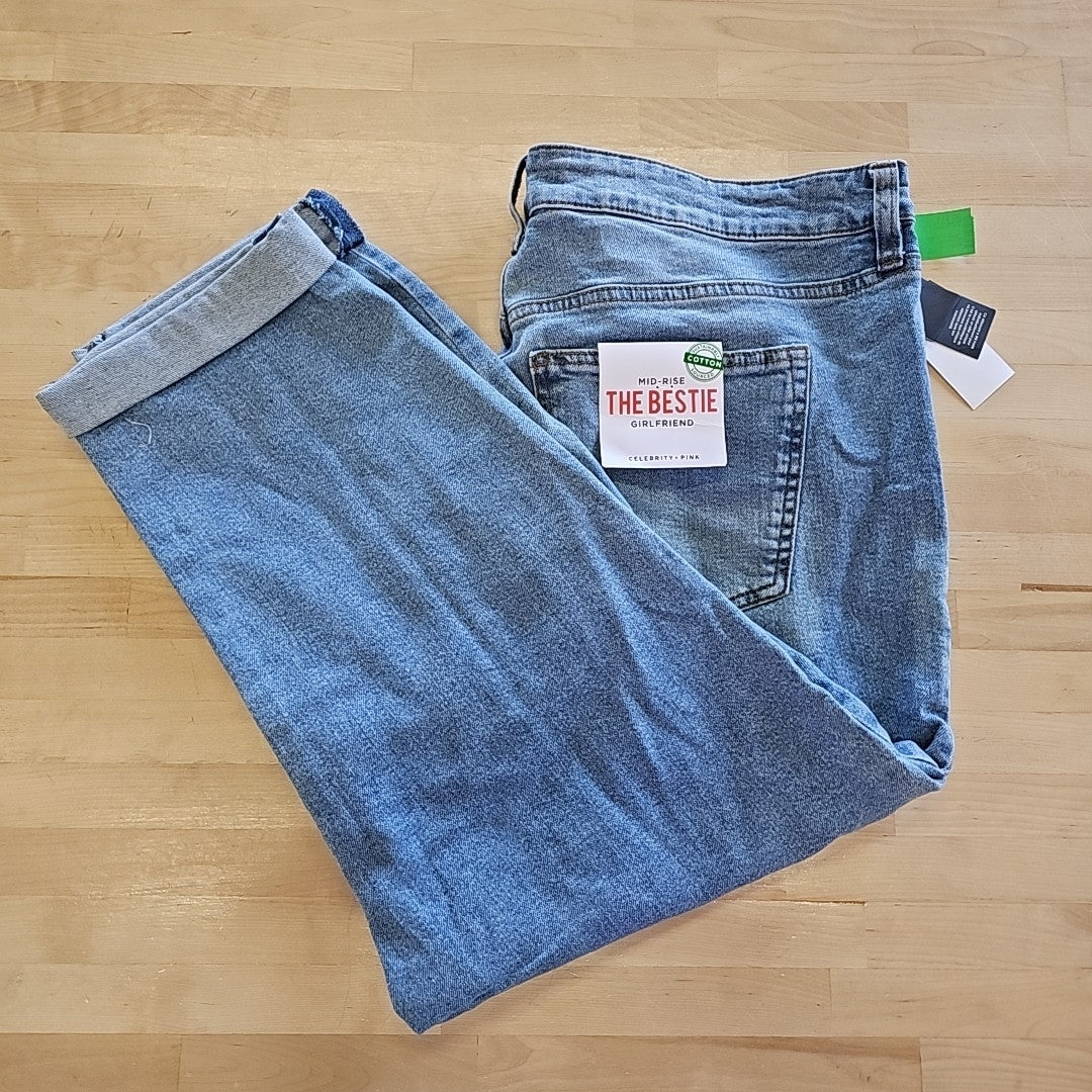Celebrity Pink Trendy Plus Size Cuffed Girlfriend Jeans - Tide Pool - 18