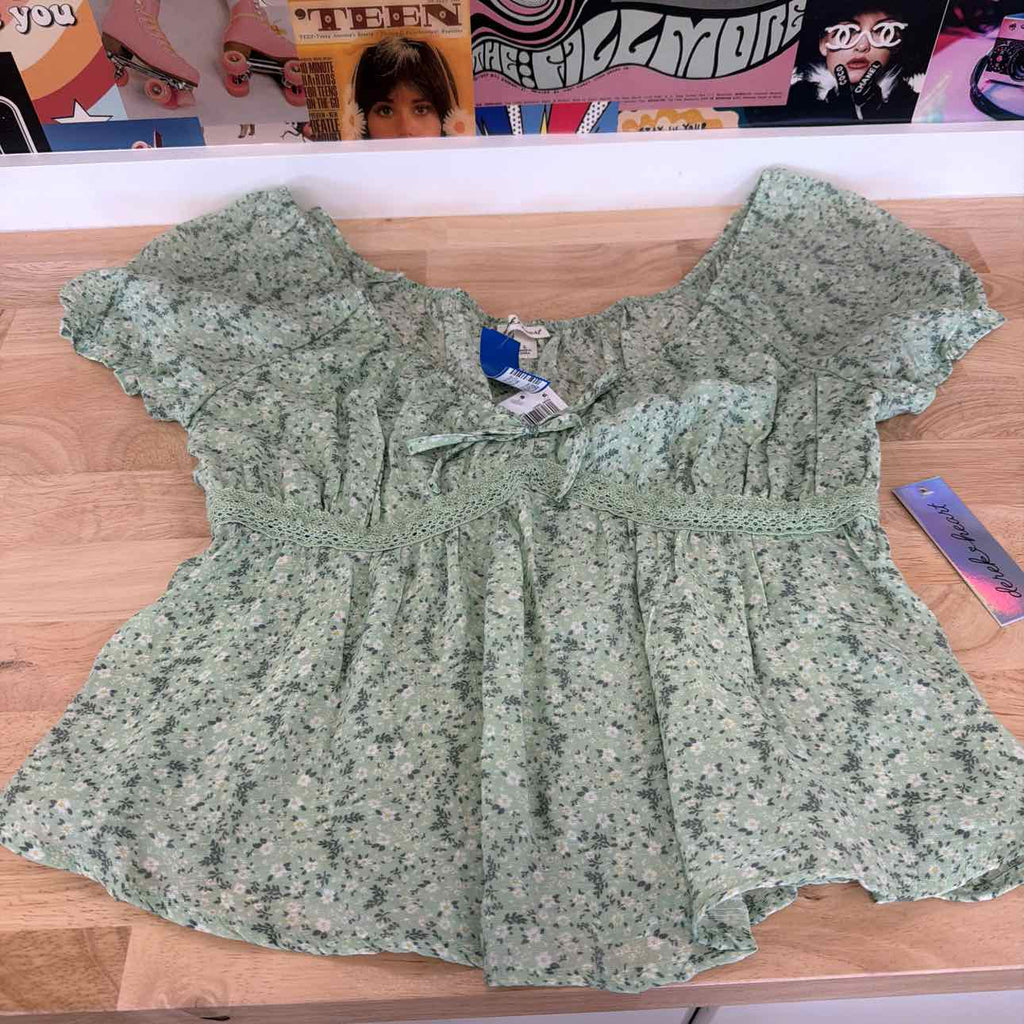 Derek Heart Size XL Green New Blouse SS