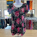 Susan Lawrence Size M Black/Pink Polyester Spandex Preloved Blouse SS