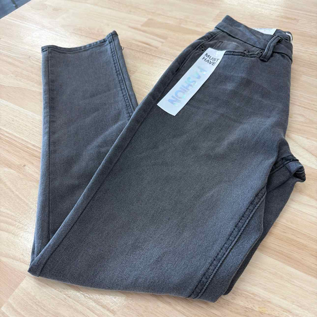 TINSELTOWN Size 0 High-Rise Straight-Leg Jeans - Light Grey