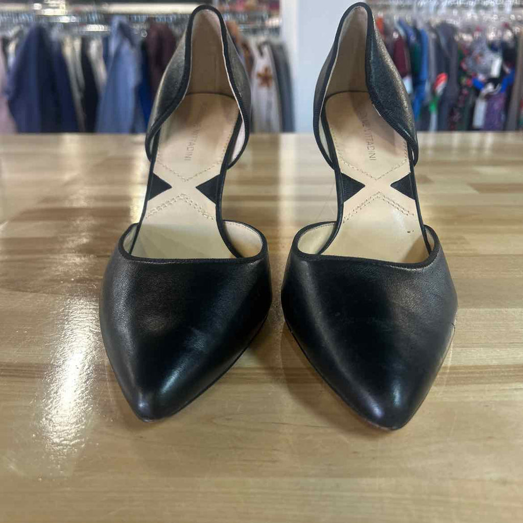 Adrienne Vittadini Size 8 Black Leather Preloved Heels