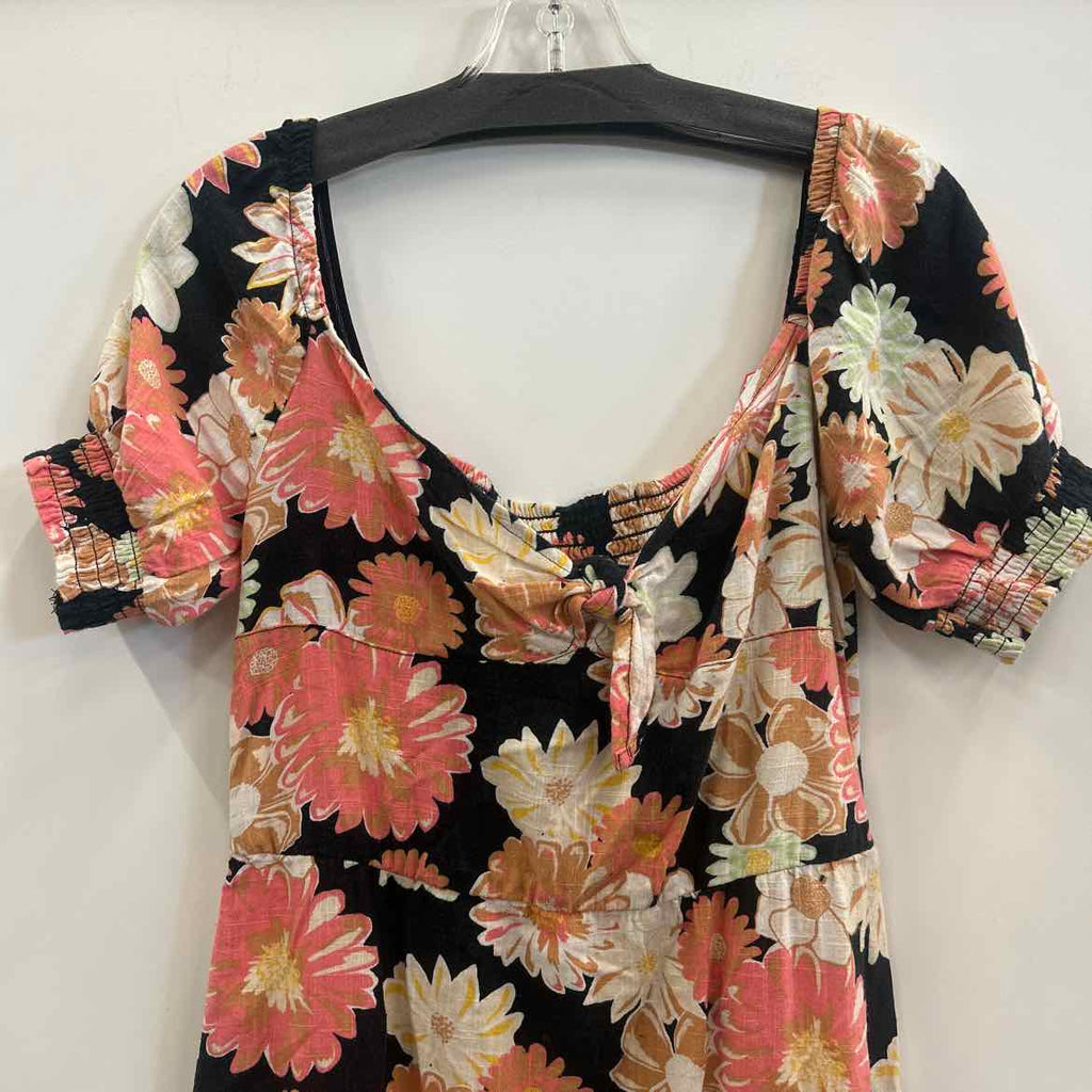 Roxy Size XS Summertime Feeling Puff-Sleeve Dress - Anthracite Boogie Chillen