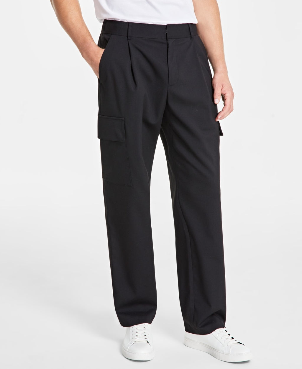 Alfani Men's Refined Cargo Pants, Created for Macy's - Deep Black - 38x32