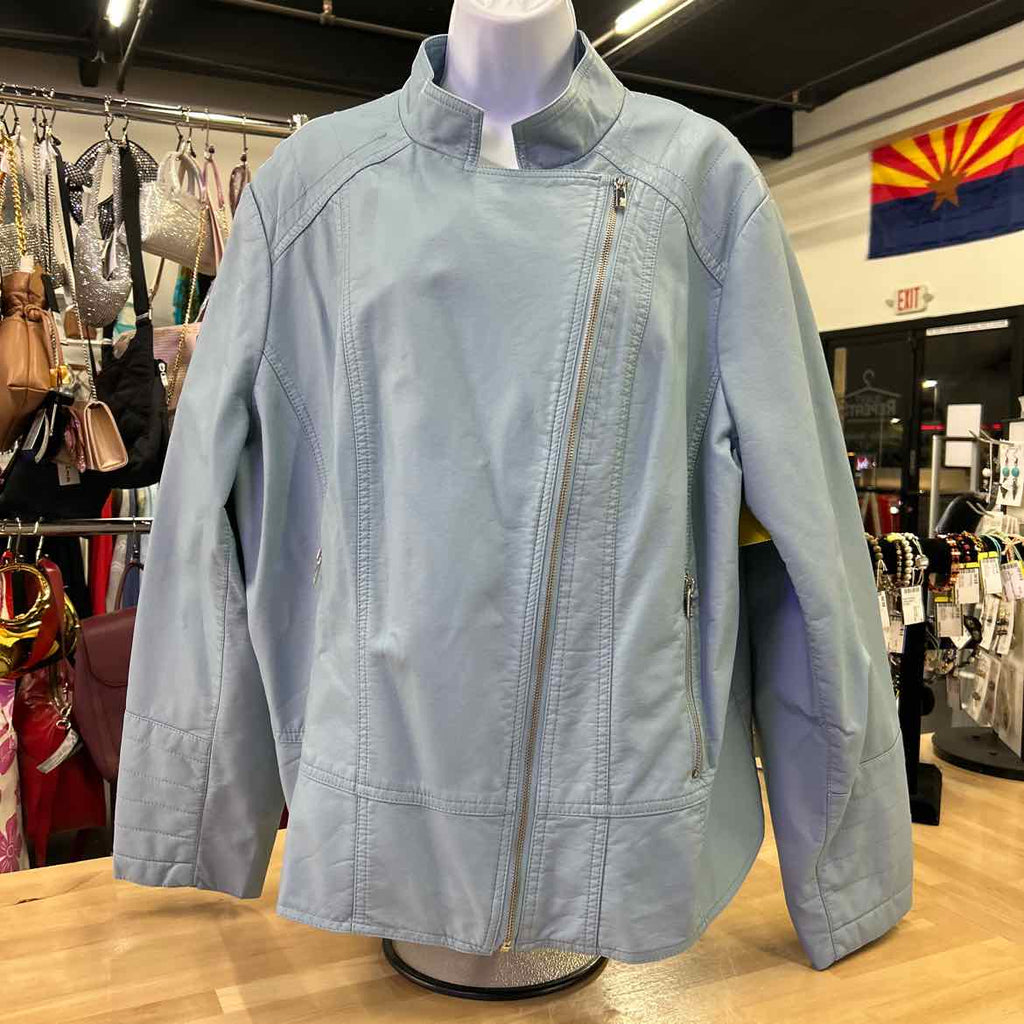 Black Rivet Size 2X Blue Leather Jacket