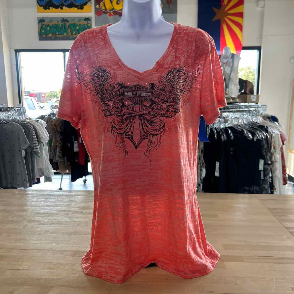 Harley Davidson Size 2X Orange Preloved T-Shirt SS