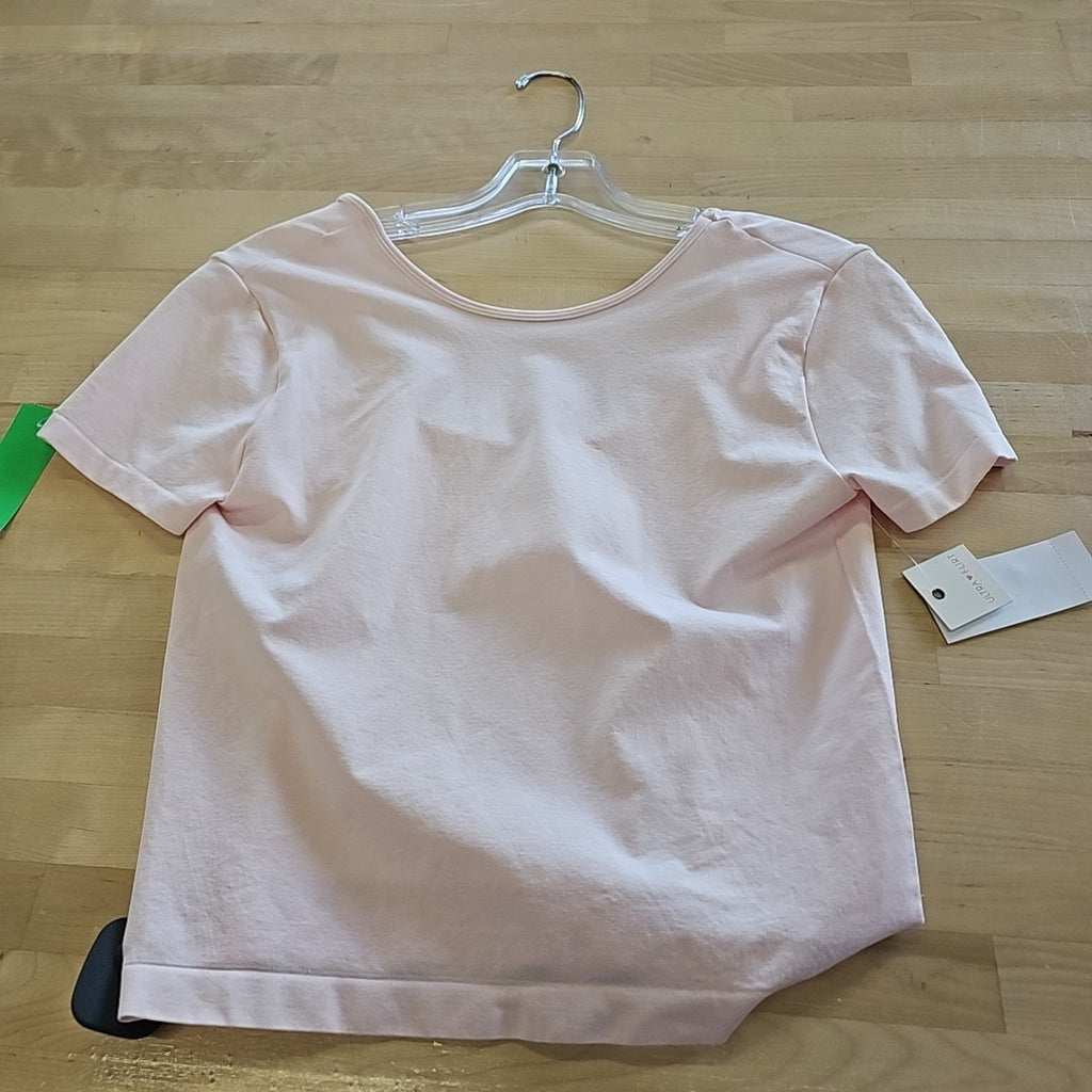 Ultra Flirt Juniors' Open Back Short-Sleeve Seamless Top - Ballet Slipper