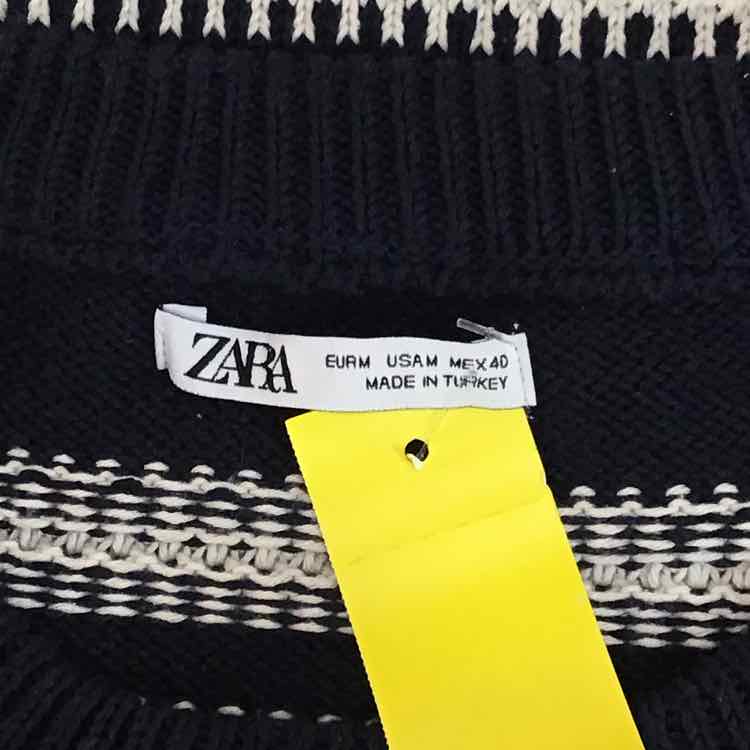 zara Size M white navy Knit Preloved Sweater