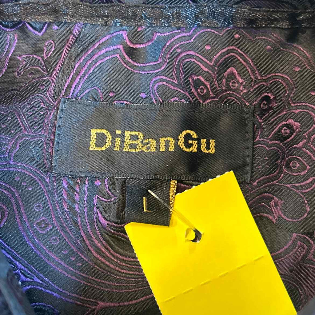 DiBanGu Size L Black Purple Preloved MENS Button Down Shirt