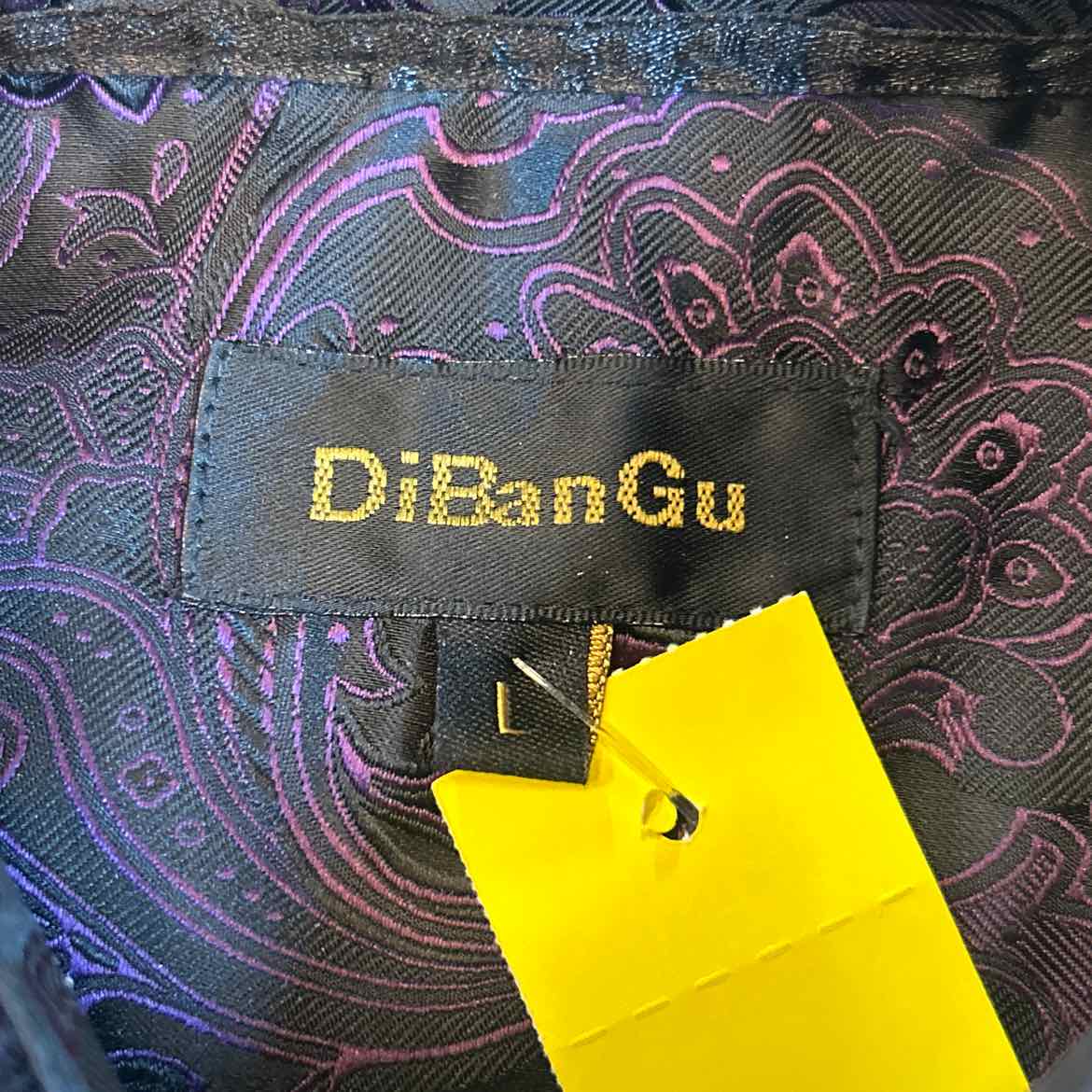 DiBanGu Size L Black Purple Preloved MENS Button Down Shirt