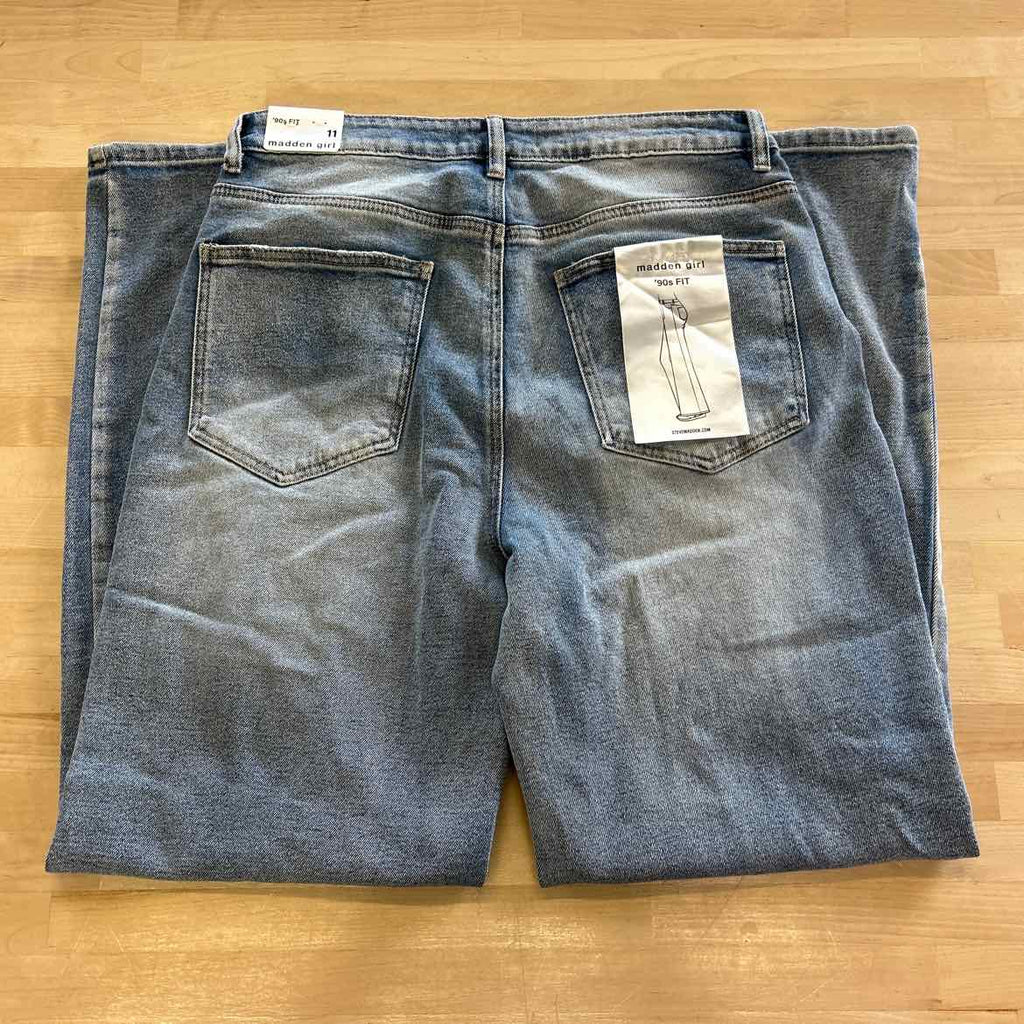 Madden Girl Juniors' Super High Rise Distressed 90s Wide Leg Jeans - Light Wash