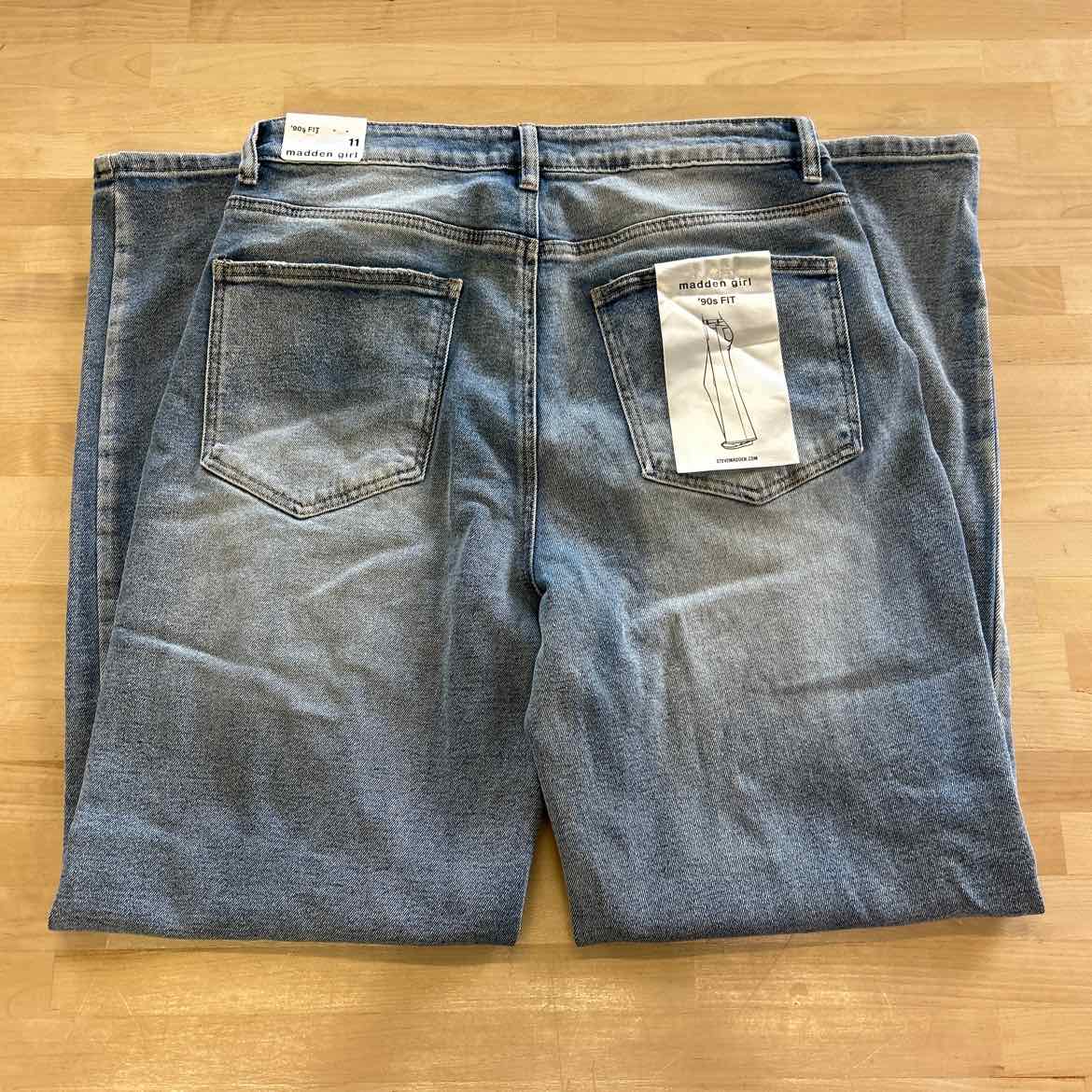 Madden Girl Juniors' Super High Rise Distressed 90s Wide Leg Jeans - Light Wash