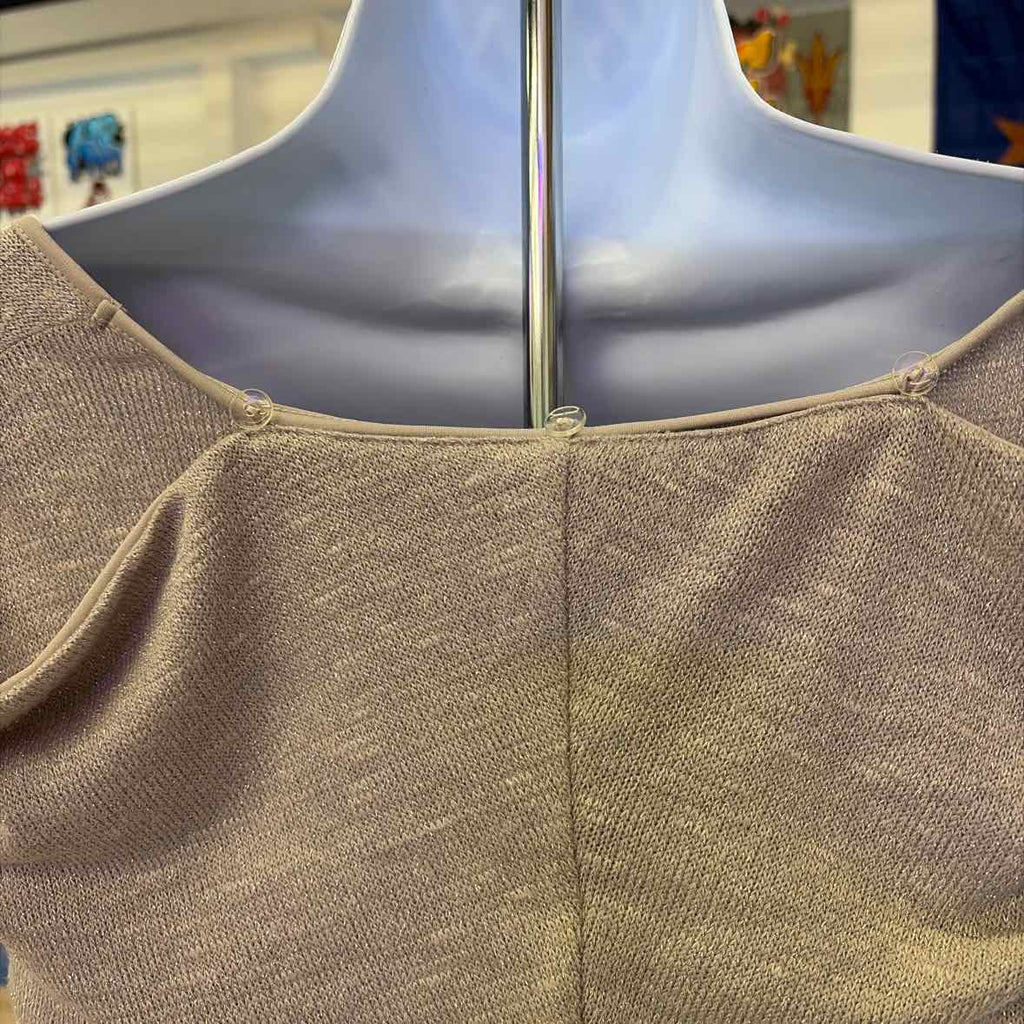Chico's Size L Beige/Silver Sparkly Knit Used Long Sleeve
