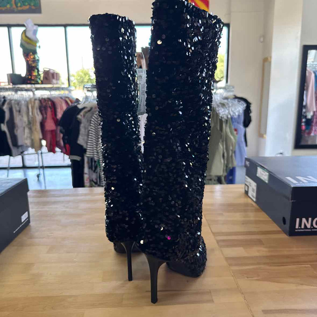 I.N.C. International Concepts Skylar Cuff Dress Boots Black Sequin 8M