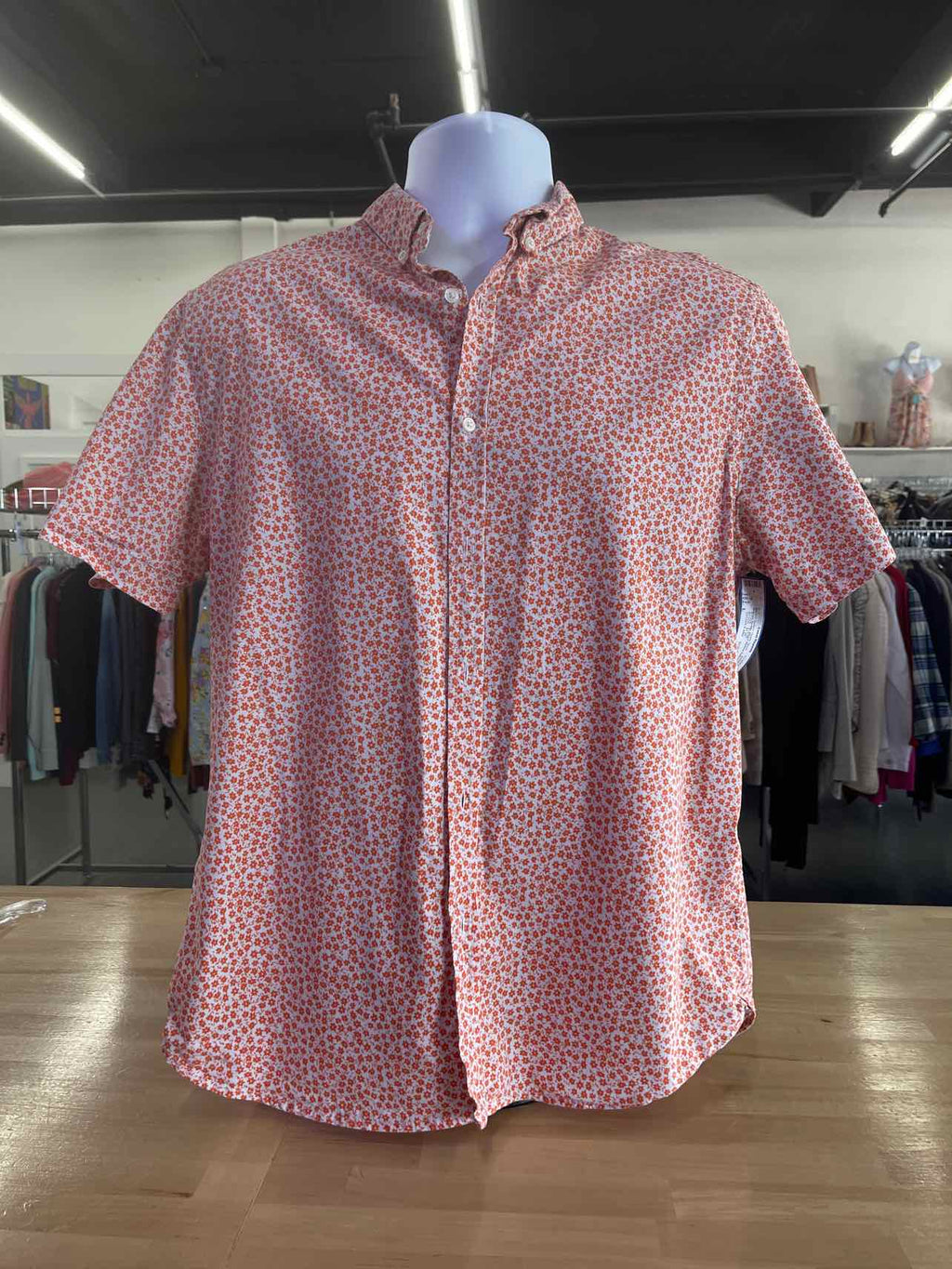 Denim Flower Size L Orange Preloved MENS Button Down Shirt