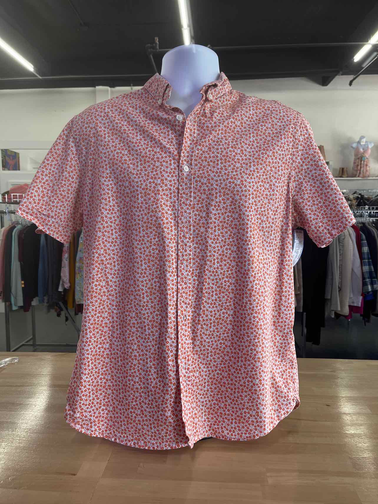 Denim Flower Size L Orange Preloved MENS Button Down Shirt