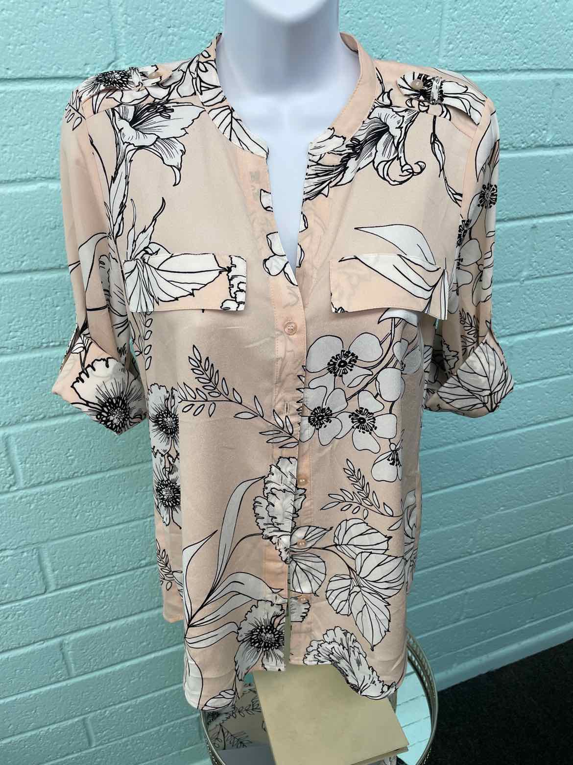Calvin Klein Size XS Beige & Pink Blouse