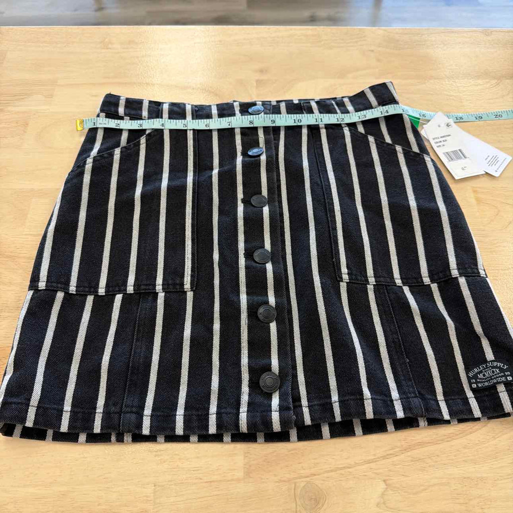 Hurley Size 24 Juniors' Sloan Button-Front Mini Skirt - Black