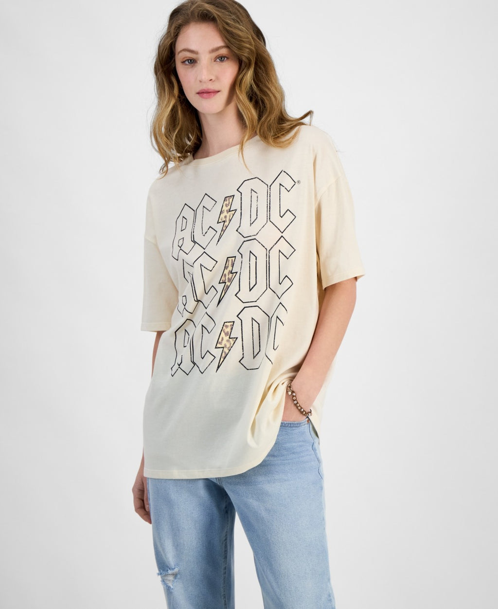 ACDC Size L Acdc Leopard T-Shirt - Bleached Sand