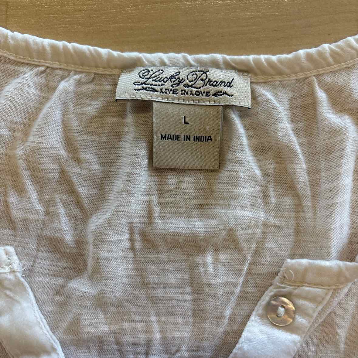 Lucky Brand Size L White Long Sleeve