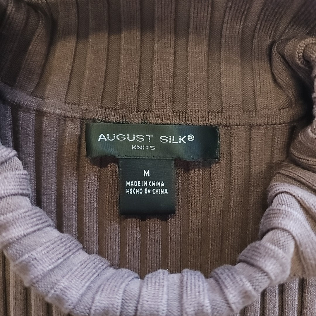 August Silk Size M Brown Ribbed Preloved Sleeveless