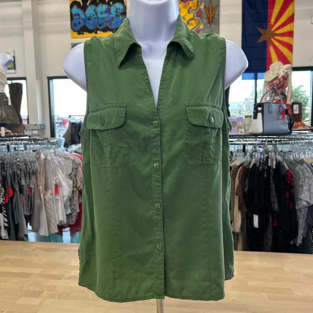 Notations Size M Green Silk Preloved Sleeveless