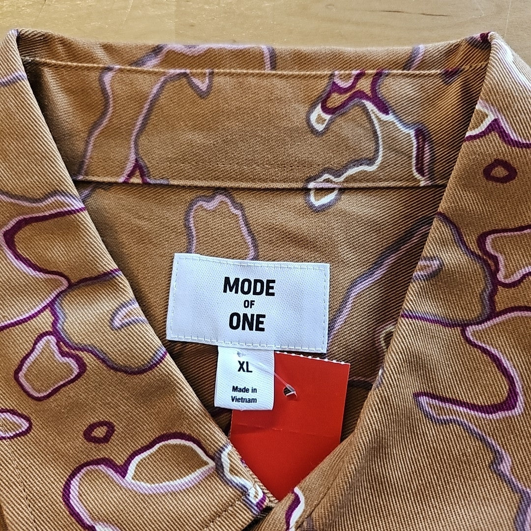 Mode of One Men's Relaxed-Fit Printed Button-Down Shirt -  Spiced Caramel