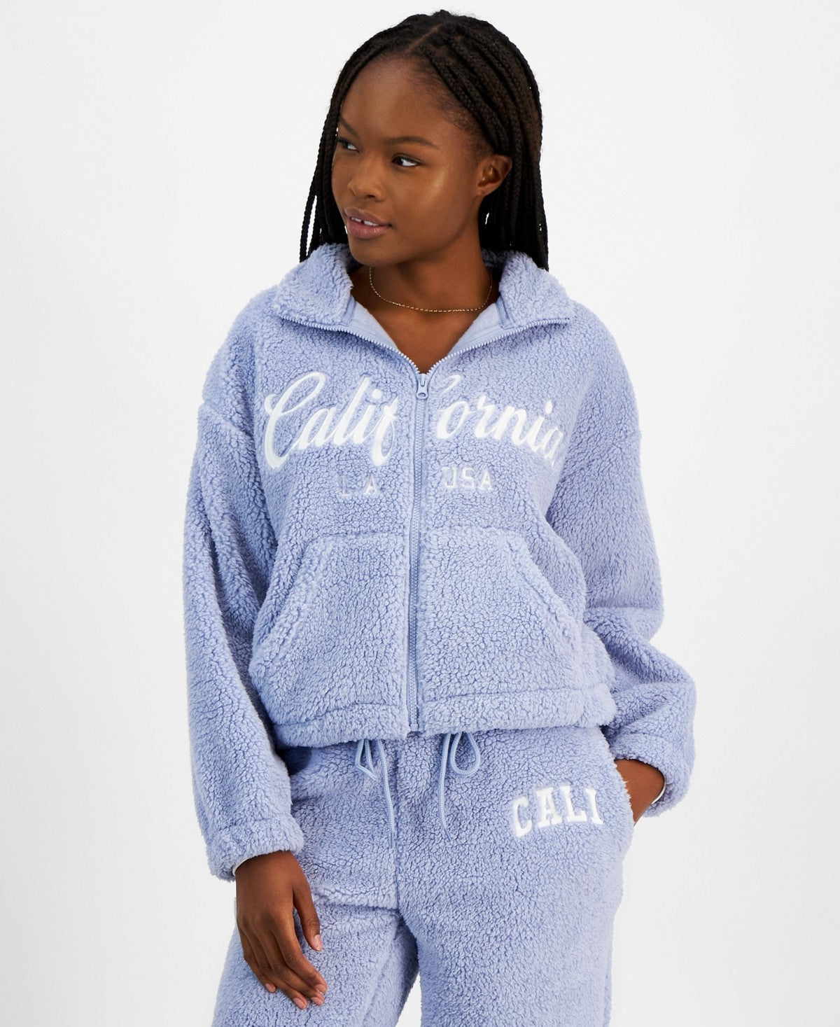 Madden Girl Juniors' Cozy Sherpa Zip-up Jacket - Frozen Perri