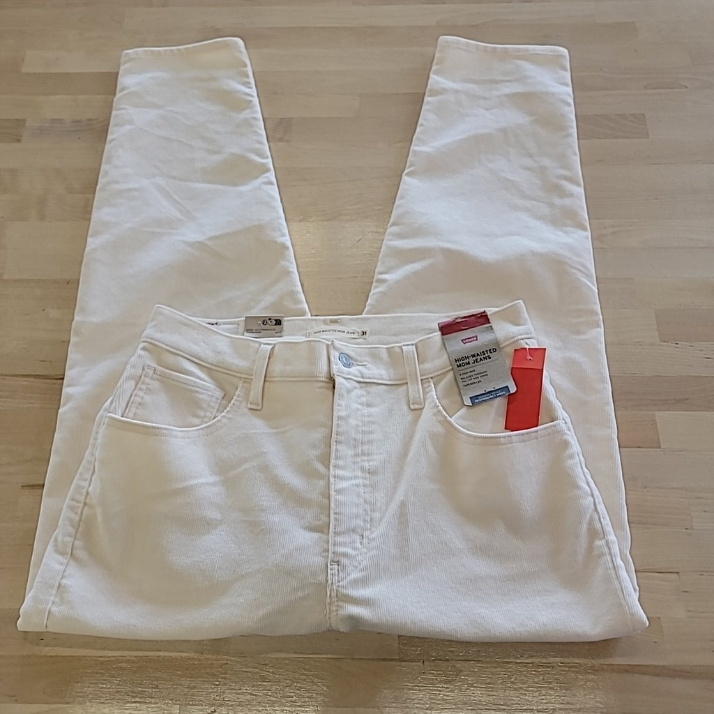 Levi Size 31 / 12 Cream 725 High Rise Bootcut Corduroy Jeans NWT