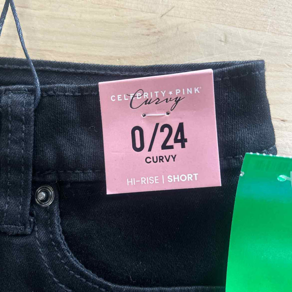 Celebrity Pink Juniors' 4" High-Rise Curvy Denim Shorts - Black - 0