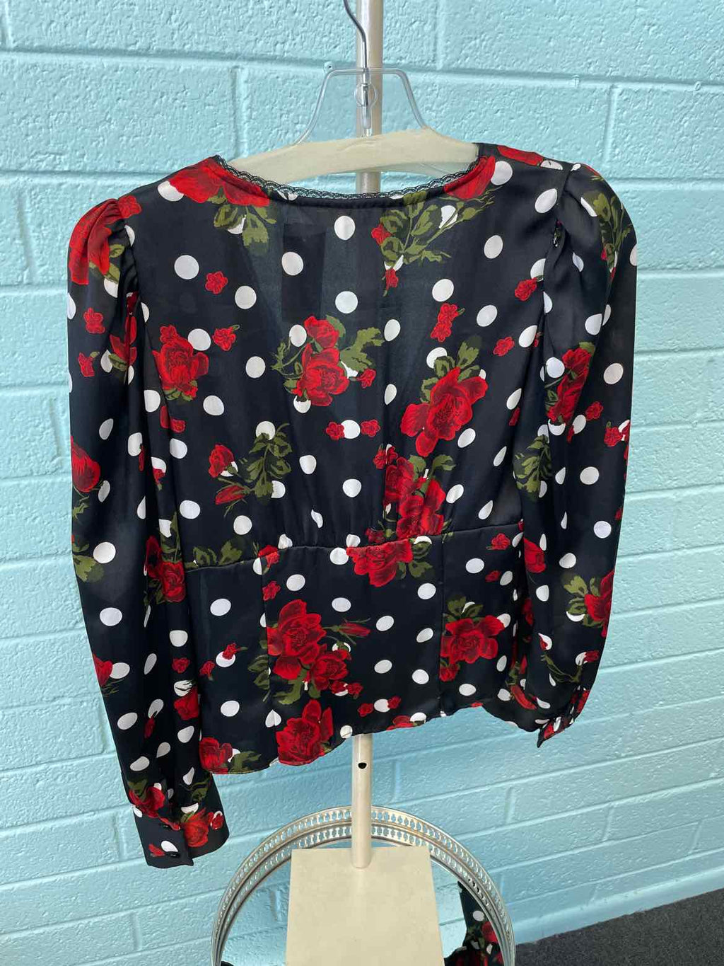 Zara Size XS Black, Red & white polka dots Blouse