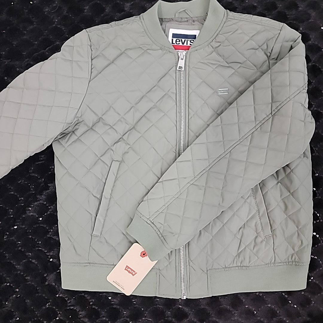 Levi's Size L Diamond Quilted Casual Bomber Jacket - Sea Green NWT