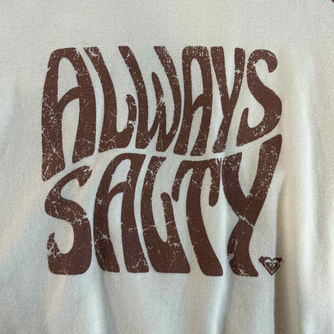 Roxy Size M White Brown Preloved T-Shirt LS