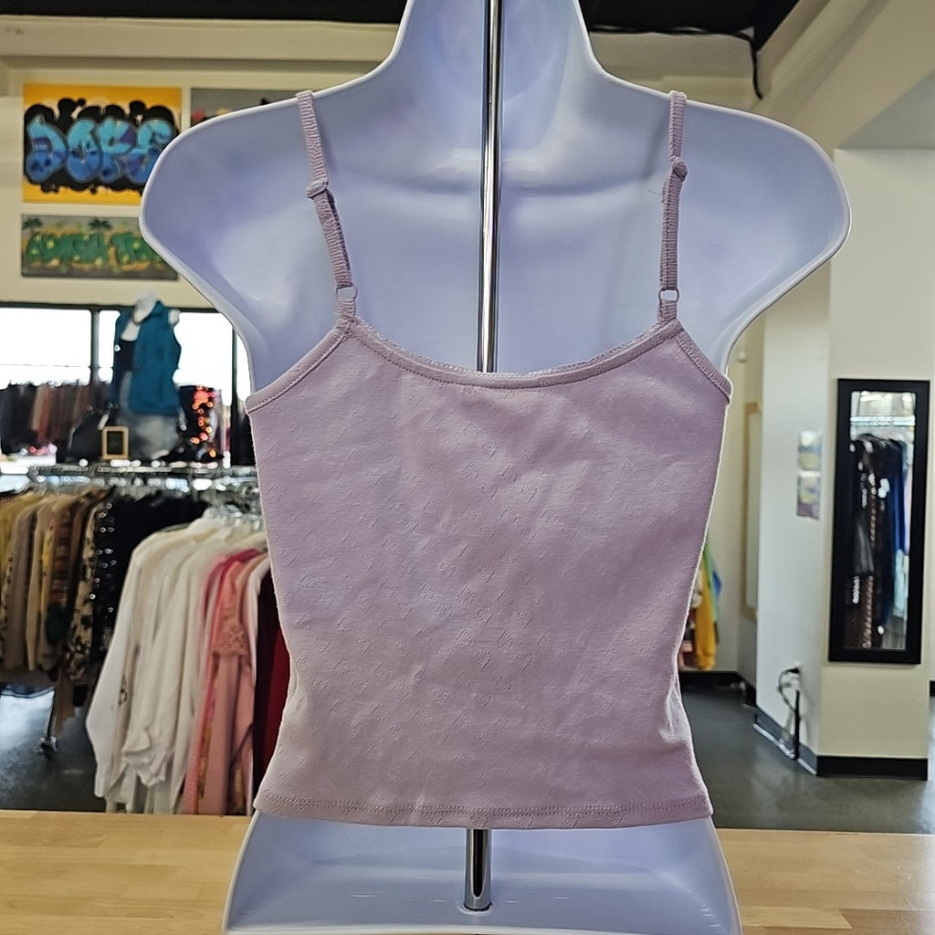 Self Esteem Juniors' Pointelle Cropped Tank Top Cami - Lavender Haze