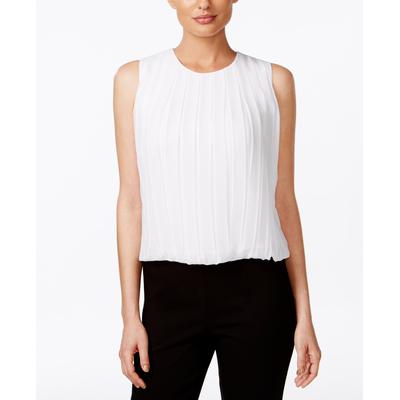 Calvin Klein Sleeveless Pleated Blouse - White