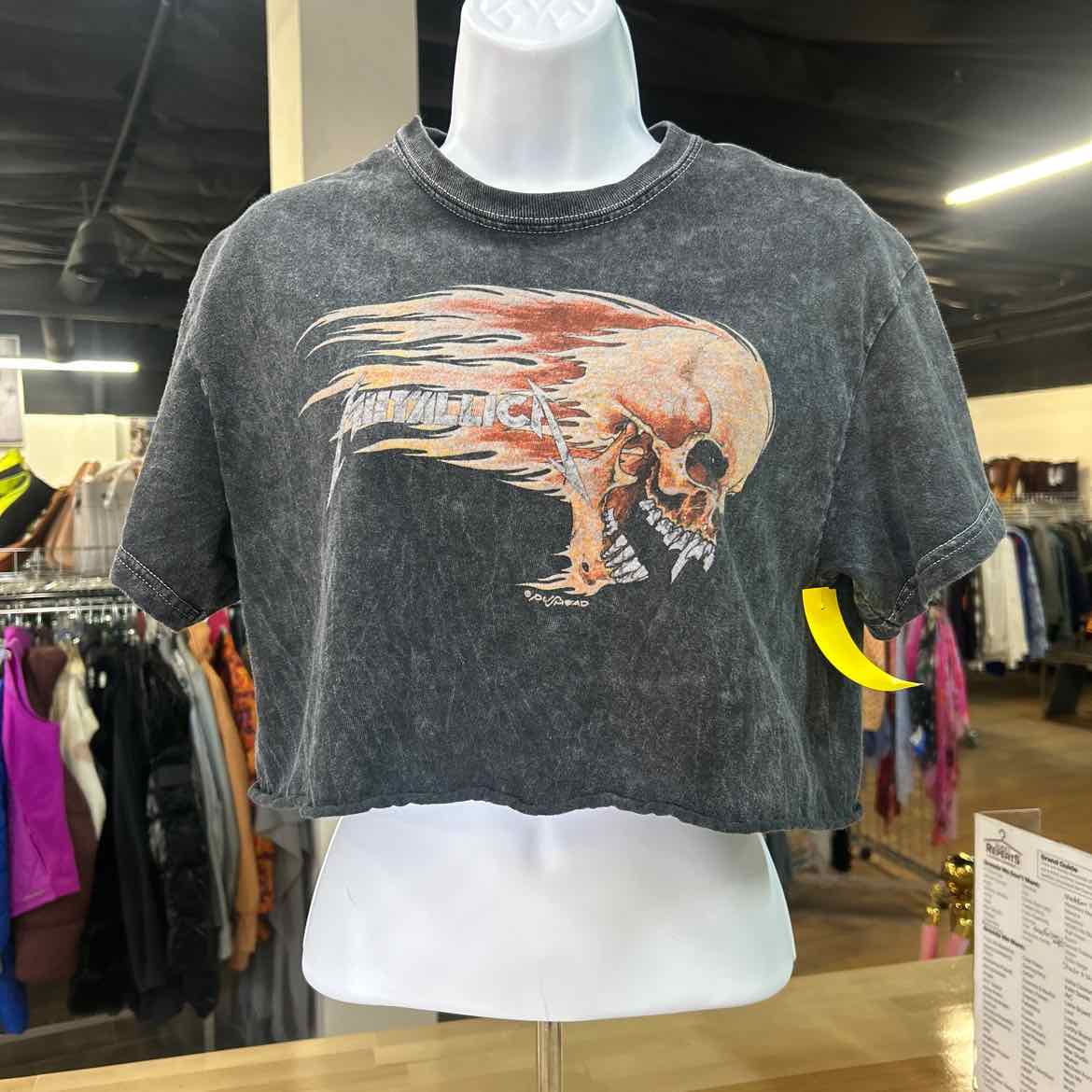 Metallica Size M Gray Preloved Crop Top