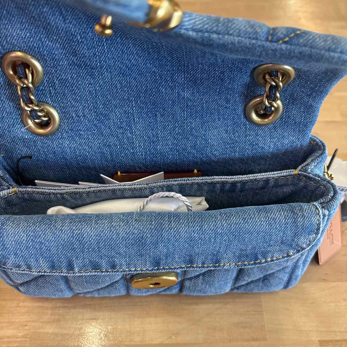 COACH Tabby 20 Quilted Denim Shoulder Brass Indigo