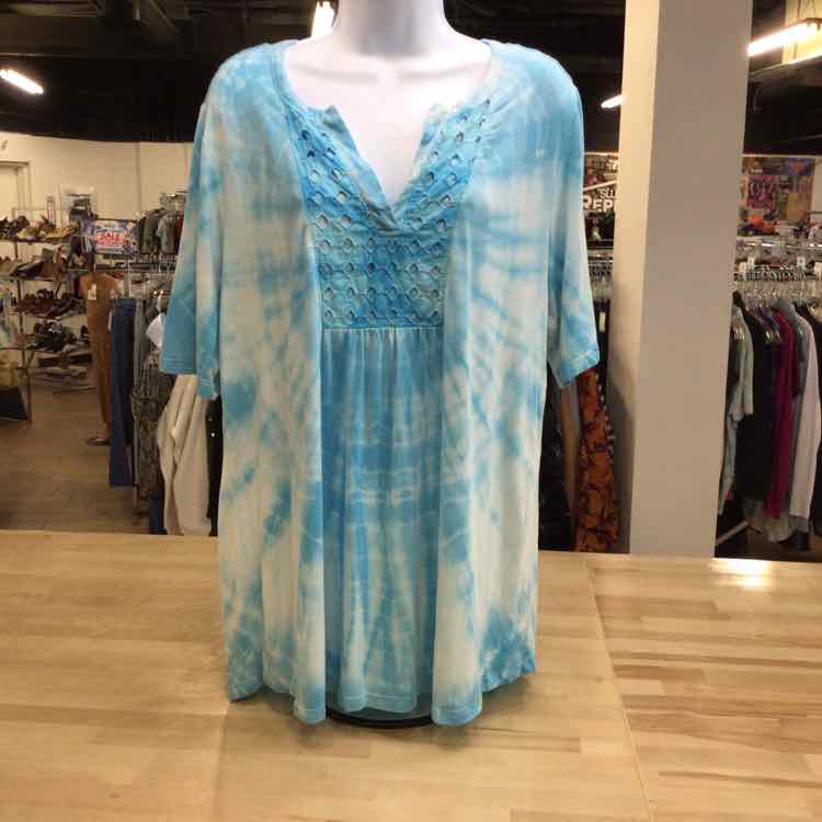 OSO Size XL Blue White Preloved Blouse SS