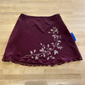 INC Size 14P Burgundy Polyester Silk Preloved Skirt