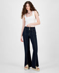 Tinseltown Juniors' Super-High-Rise Split-Seam Flare-Leg Jeans