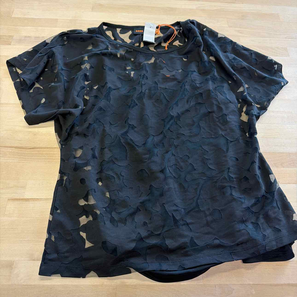 BOSS Orange Womens Floral Lace Top Black XL